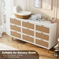 thumbnail image 5 of EcoSummer Rattan 9-Drawer Dresser for Bedroom | Tall Chest of Drawers with Deep Storage, Wide Top & Natural Woven Doors, for Living Room, Hallway(White), 5 of 8