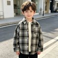 thumbnail image 2 of JUMEYU Toddler Boy Flannel Jacket Toddler Boys Shirt Coat Jacket Plaid Long Sleeve Kids Lapel Button Tops Outwear Daily Wear 3T 4T (AG,3-4 Years), 2 of 5