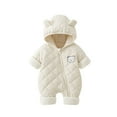 thumbnail image 2 of Busydd Baby Girl Romper 0-2 Years Winter Warm Hooded Zipper Baby Girl Clothes Rompers Casual Solid Color Long Sleeve Infant Boy Clothes 6-9 Months, 2 of 7