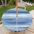 thumbnail image 6 of Round Outdoor Tablecloth with Umbrella Hole and Zipper, Navy Blue Grey Fitted Table Cover with Elastic Edge for 55-60 Inch, Abstract Art Oil Painting Blue Ombre Waterproof Patio Tablecoths for Picnic, 6 of 9