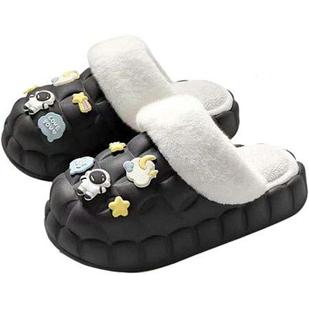 

CoCopeaunt Fashion Bubble Slider Slippers For Women Detachable Lining Fluffy Faux Fur Warm Soft House Shoes Indoor Outdoor