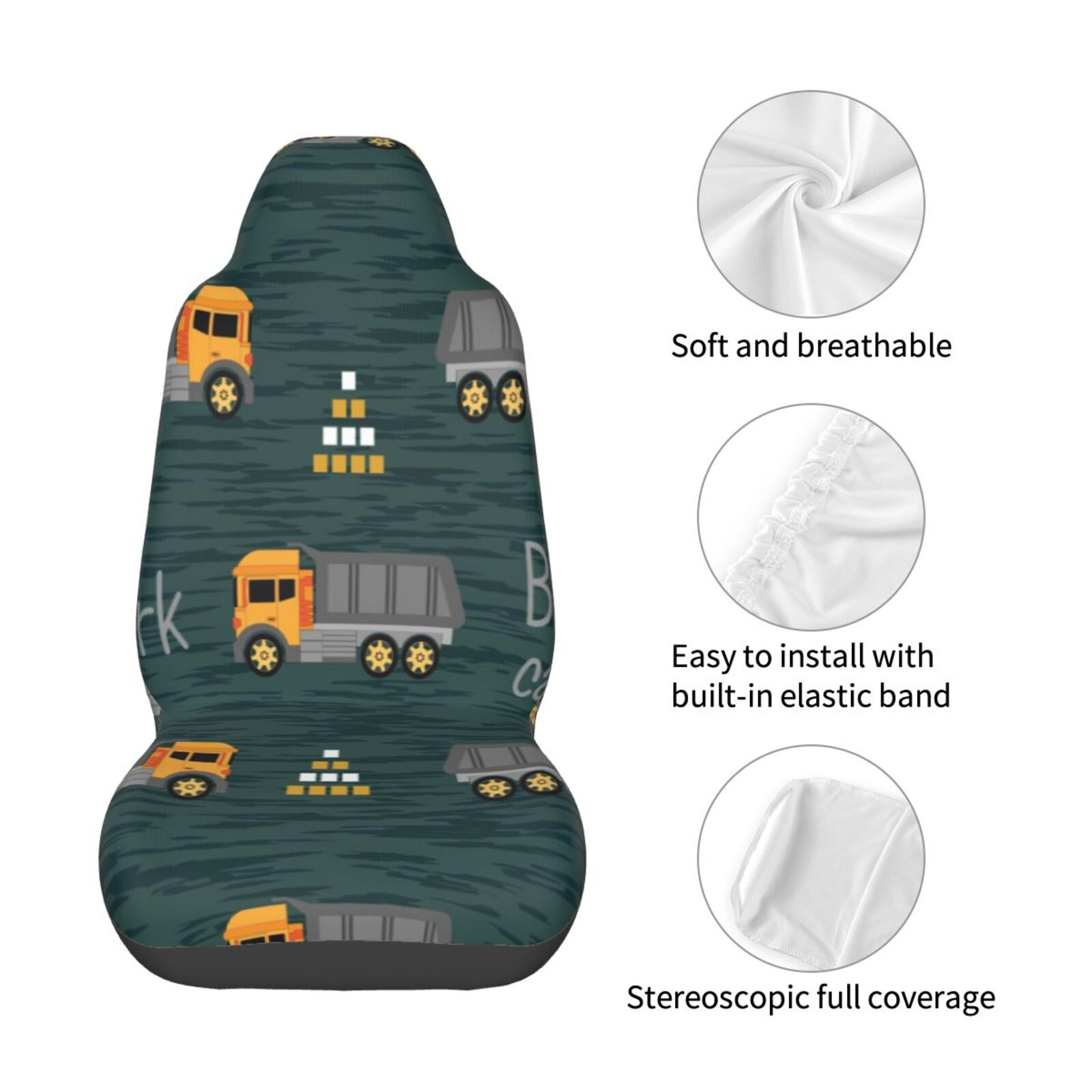 Naloa Big Machine Car Seat Covers Universal Front Seat Coves for Car Accessories ,Padded Car Covers for Automotive, SUV, Truck, and Van