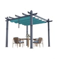 thumbnail image 3 of Abri Pare-Soleil pour Patio et Cour Arrière, Pergola en Aluminium Robuste avec Toit Rétractable, 10x10/10x13 Pi avec Colonne Grise et Rideaux Multicolores Disponibles, 3 of 7