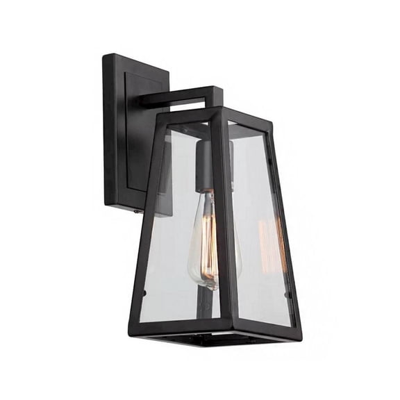 Bethel International Wall Sconce Black Metal & Glass
