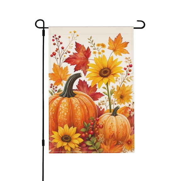 Garden Flag Autumn Harvest Pumpkin & Sunflower Outdoor Decor 12x18 Inch