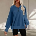 thumbnail image 2 of Holiday Deals Usmixi Womens Sweatshirt Winter Womens Quarter Zip Pullover Sweatshirt Loose Casual Solid Long Sleeve Fall Ladies Tops Fashion Lapel Irregular Hem Oversized Sweatshirt Big Saving, 2 of 7