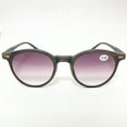 thumbnail image 5 of Wood Grain Brown Temple Reading Glasses Sunglasses 2.50 for Women Men Gradient Gray Vintage Round Readers UV +2.50 Strength, 5 of 6