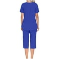 thumbnail image 3 of ZyeKqe Womens Pajamas Sets 2 Piece Loungewear Outfits Short Sleeve Sleepwear Tops Capri Pants Pjs Outfits, 3 of 7