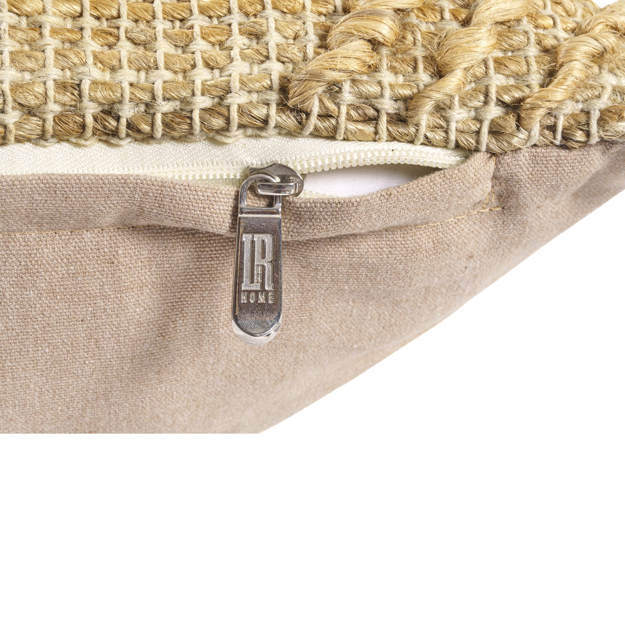 Ox Bay Nel 22" x 22" Natural/Tan Striped Diamond Jute Adult Decorative Throw Pillow