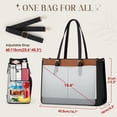 thumbnail image 3 of RAINSMORE Lunch Tote Bag for Women 15.6 inch Laptop Bag with Insulated Lunch Compartment PU Leather Quilted Computer Teacher Tote for Work,Black/Brown/White, 3 of 8