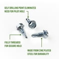 thumbnail image 2 of Hillman Self Drilling Screws #12 x 3/4", Steel, Zinc, Interior, Hex, Silver, 5 pack, 2 of 9
