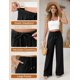 thumbnail image 4 of Pantalones de lino Jyanl Flowy Palazzo de cintura alta para mujer, negros 2025, 4 of 9