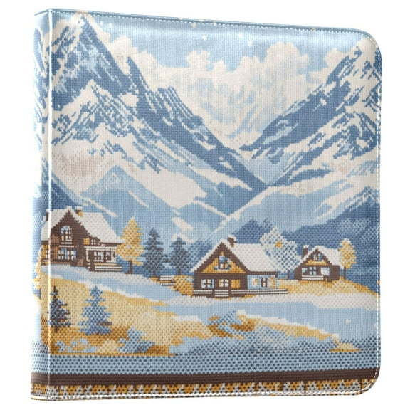 FORMRS 3 Ring Photo Album 4"x6" Self Adhesive Large Capacity PU Leather Cover, Winter Mountain