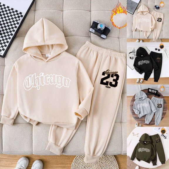 Boys Fall Clothes Set Long Sleeve Pullover T-Shirt & Jogger Pants Casual Outfits 6-12 Months 12-24 Months 2T 3T 4T 5T 6T 7T 8T 9T Children Grey 5-6 Years