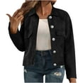 thumbnail image 2 of Maplenight Womens Cropped Jackets Casual Fall Winter Coats Button Down Vintage Trendy Shackets with Pockets, 2 of 6
