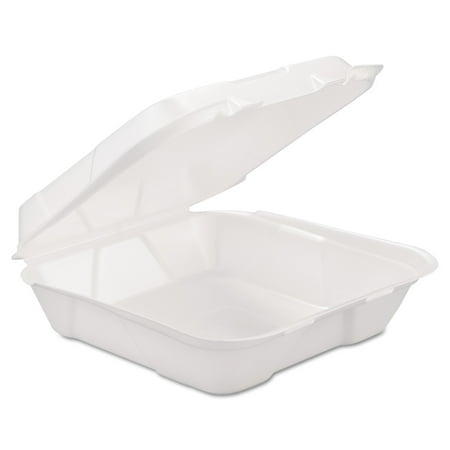 - GEN Foam Hinged Carryout Container, 1-Comp, White, 9 1/4 X 9 1/4 X 3, 200/Carton