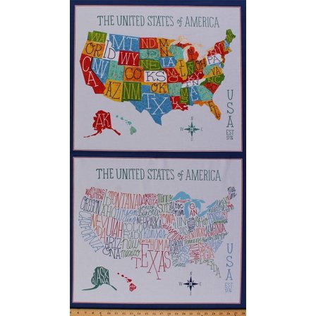 23.5" X 44" Panel Explore America USA State Name Abbreviations States Names Initials School Words American Patriotic Blue Cotton Fabric Panel (AOM-16038-195-BRIGHT)