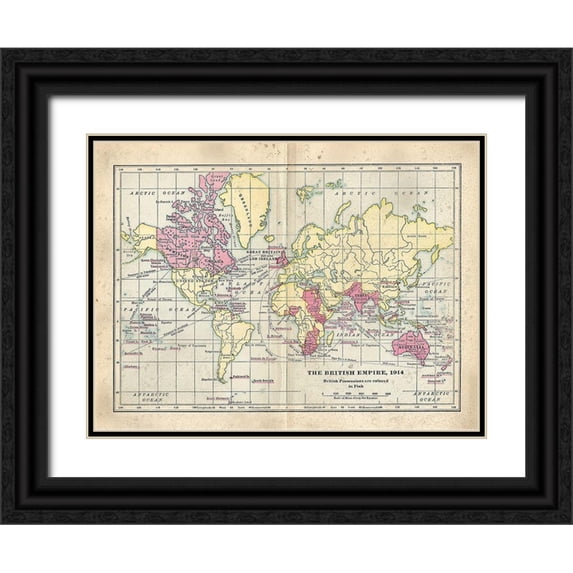 Murdock, Ramona 24x19 Black Ornate Wood Framed with Double Matting Museum Art Print Titled - Vintage British Empire Map