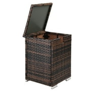 Winado Wicker Propane Box, Hideaway Container, Dual Usages Rattan Fire Pit Can Cover,  Outdoor Side Table, Brown
