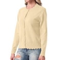 thumbnail image 5 of JWD Women's Long-Sleeved Crew Neck Scallop Edge Buttoned Cropped Cardigan Knitted Sweater, 5 of 7