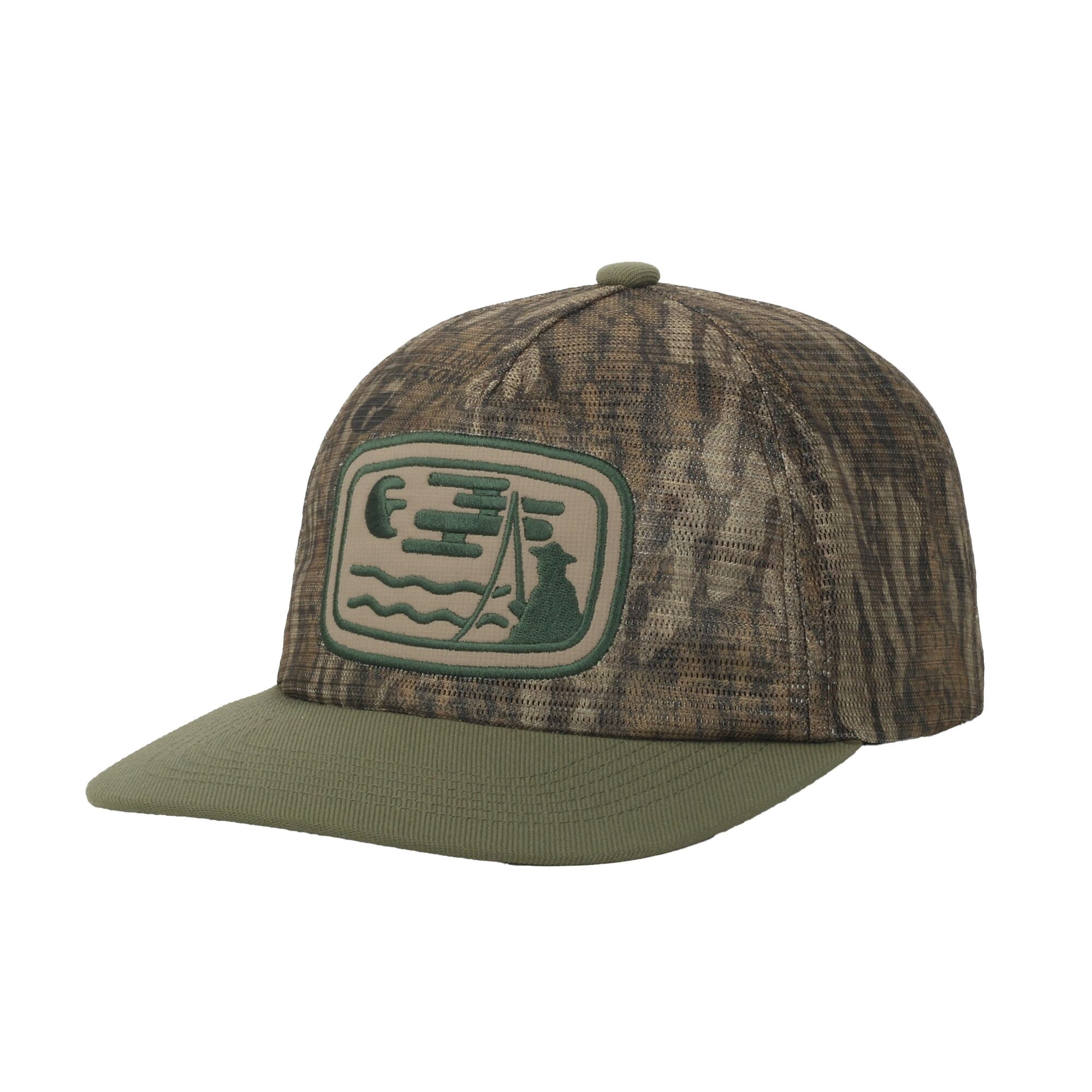 Mossy Oak® New Bottomland Fishing Cap – Unstructured Mesh Back, Flat Bill, One Size
