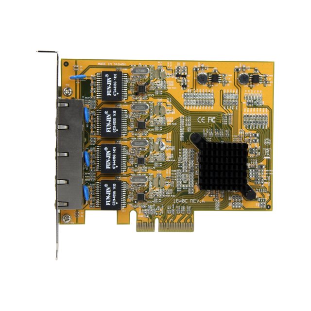 StarTech.com 4 Port Gigabit NIC PCIe Network Card - Quad Port Adapter (ST1000SPEX43) - Network adapter - PCIe - Gigabit Ethernet x 4 - yellow