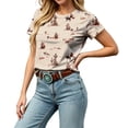 thumbnail image 3 of Miaoju Western Shirts for Women Cow Shirt Vintage Western Outfits Western T Shirt Cowgirl Outfits Cattle Tops, Beige XXL, 3 of 6