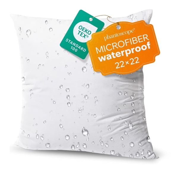 Phantoscope 22x22 Inches Waterproof Outdoor Throw Pillow Insert (Single) - Weather Resistant Decorative Pillow Stuffer for Patio, Sofa, Bed
