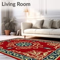 thumbnail image 2 of ODIKA 3'x5' Machine Washable Non-Slip Area Rug, Oriental Damask Scrollwork Entry High Traffic Rug, Red, 534578, 2 of 7