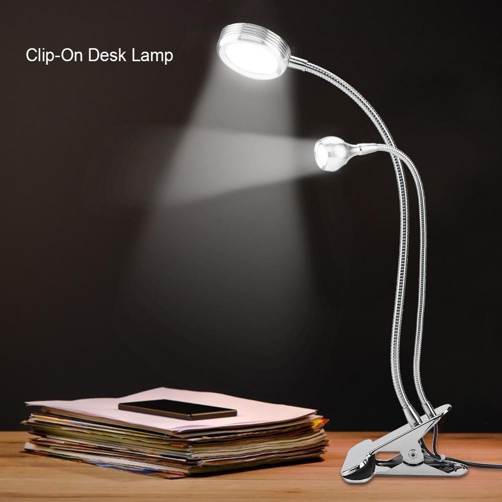 Tebru Eye Protection Double Head Clip On Clamp Lamp Adjustable Color