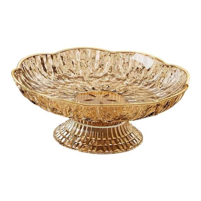 simhoa Decorative Pedestal Bowl Vegetable Holder Dining Room Organizer Fruit Basket Gold