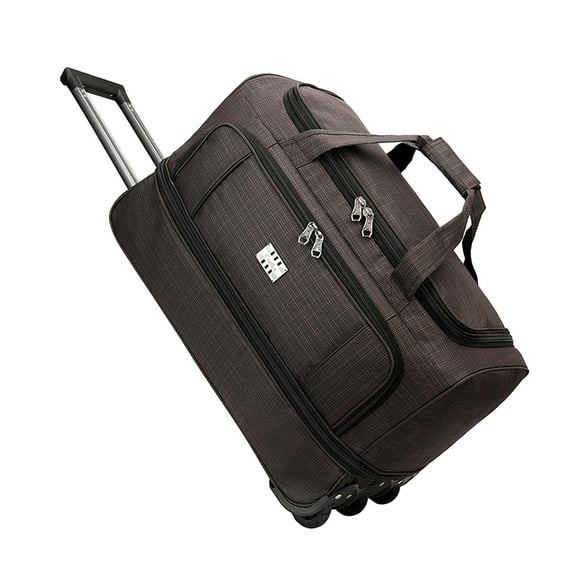 Bolsa de lona enrollable con ruedas Madera de viaje Multipropósito de equipaje Multipropose Bage Weekender Bolse para gimnasio de viaje deportivo al Marrón oscuro L