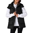 thumbnail image 1 of CHALECO INSPIRADOR para Mujer Abrigo de Invierno con Capucha, Cierre de Cremallera, Largo Medio, Sin Mangas, Acolchado, Talla L, Negro, 1 of 6