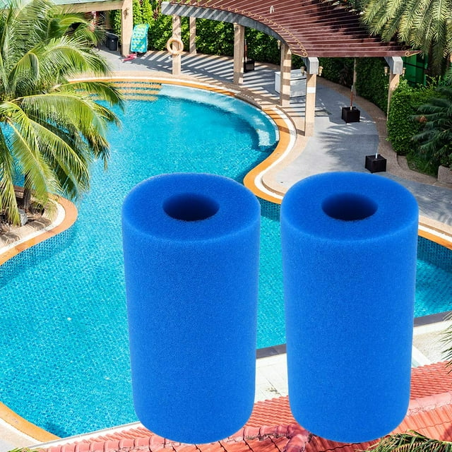 Cartucho de filtro de piscina, paquete de 2 cartuchos de espuma de filtro de piscina, limpiador de esponja de filtro lavable reutilizable para piscina