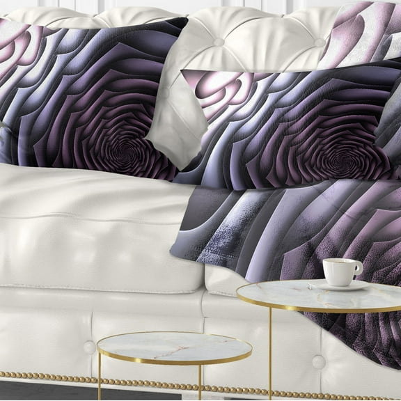 Designart Purple Flower Shaped Fractal Art - Abstract Throw Pillow - 12x20