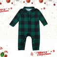 thumbnail image 2 of VNKIDY Infant Christmas Family Matching Green Plaid Romper Long Sleeve Lapel Jumpsuit With Button Details For Home Relaxing Holiday Onesie, 2 of 8