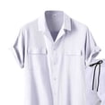 thumbnail image 2 of Yaoyar Men's Summer Linen 2 Piece Sets, Short Sleeve Loose Lapel Button Down Shirts & Shorts Vacation Beach Outfits, 2 of 4