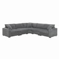 thumbnail image 4 of 106" Convertible L Shaped Sectional Sofa,Corduroy Corner Couch with Armrest Storage,Cup Holders,USB Charger,Irregular Corner,Oversized Comfy Modular Sofa for Living Room,Apartment (Gray), 4 of 11