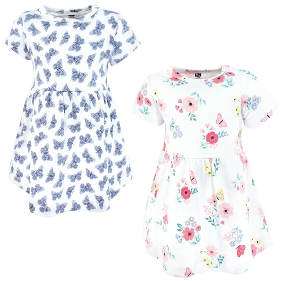 Hudson Baby Girls Cotton Dresses, Butterfly Floral, 6-9 Months