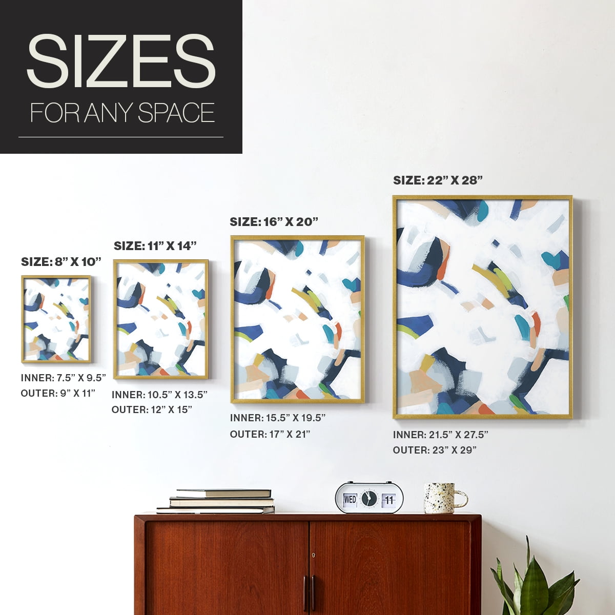 Bright Orbit I Framed Print in Gold Solid Wood Framed Print No Nail Hanging