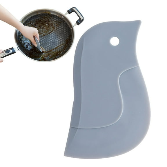 Penguin Shaped Soft Scraper Flexible Silicone Kitchen Scraper For Baking Cooking Dough Scraper Non Scratch Surface Spatula For Bowls Countertops Oil Stain Removal Adorable Penguin Design Kitchen Tool