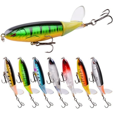 Windfall Artificial Fish Lure Fake Hard Bait with Bright Colors 3D Eyes Fishing Gear - Topwater Fishing Lure for Freshwater Saltwater Carp Bass Pike etc( 1Pcs )