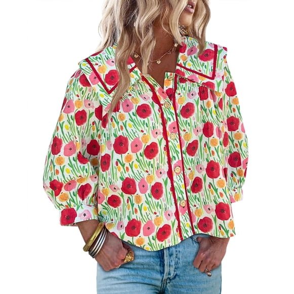 Blusa Cicy Bell con estampado floral para mujer, manga 3/4