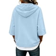 thumbnail image 6 of TZZQ 3/4 Sleeve Hoodie Sweatshirts for Women Drawstring Hood Oversized Pullover Sweatshirt Comfort Plain Long Sleeve Pullover Tops Plus Size Cute Basic Lightweight Hoodie Sweatshirts Light Blue Xl, 6 of 7