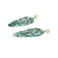thumbnail image 3 of LLC Two-Tone Gold Leaf Earrings with Green Resin, 3 of 5
