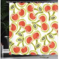 thumbnail image 4 of Ambesonne Fruit Shower Curtain, Cherry and Leaves Pattern, 69"Wx84"L, Apple Green Red White, 4 of 5