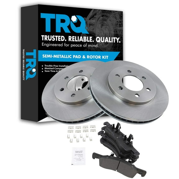 TRQ Front Brake Pad & Rotor Kit Brake Pads Brake Rotor Semi-Metallic Fits Select 2003-2006 Ford Expedition Lincoln Navigator