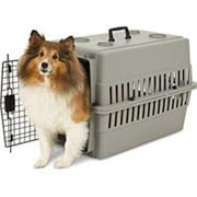 Petmate Inc-Carriers-Aspenpet Traditional Plastic Kennel- Gray 28 In
