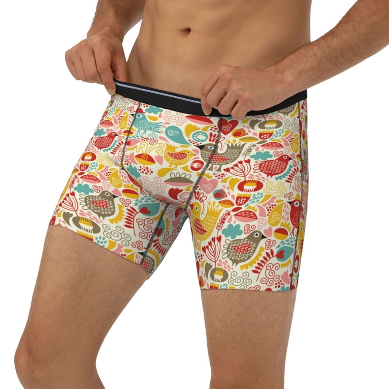 Xecao Colorful Chicken Print Boxer Briefs for Men's Stretch