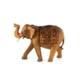 thumbnail image 3 of Wooden Hand Carved Walking Elephant Statue Figurine Sculpture Art Decorative Rustic Home Decor Accent Handmade Handcrafted Decoration Wood Size: 9" long x 6" tall x 4" deep, 3 of 8